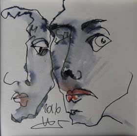 Gefühl, 14/14 cm, Zeichnung mit Aquarellfarben