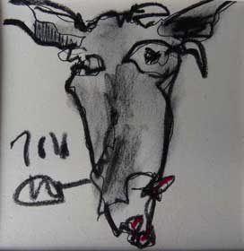 Ziege, 14/14 cm, Zeichnung mit Kreide