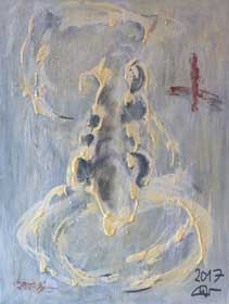 Skorpion weiss, 60/80 cm, Malerei auf Leinwand, 2017