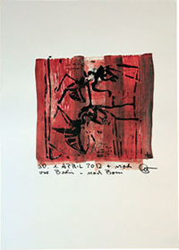 Ameisen, 40x60 cm, Linoldruck auf Papier, 04/2012