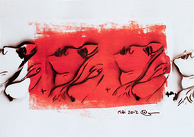 Frau, 40x60 cm, Stencil auf Papier, 05/2012