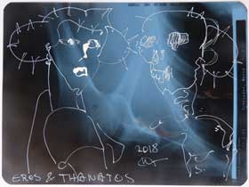 Serie "Eros und Thanatos", Malerei auf Röntgenbilder, bis ca. A4