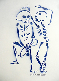 Totantanz, Stencil auf Papier, 2014